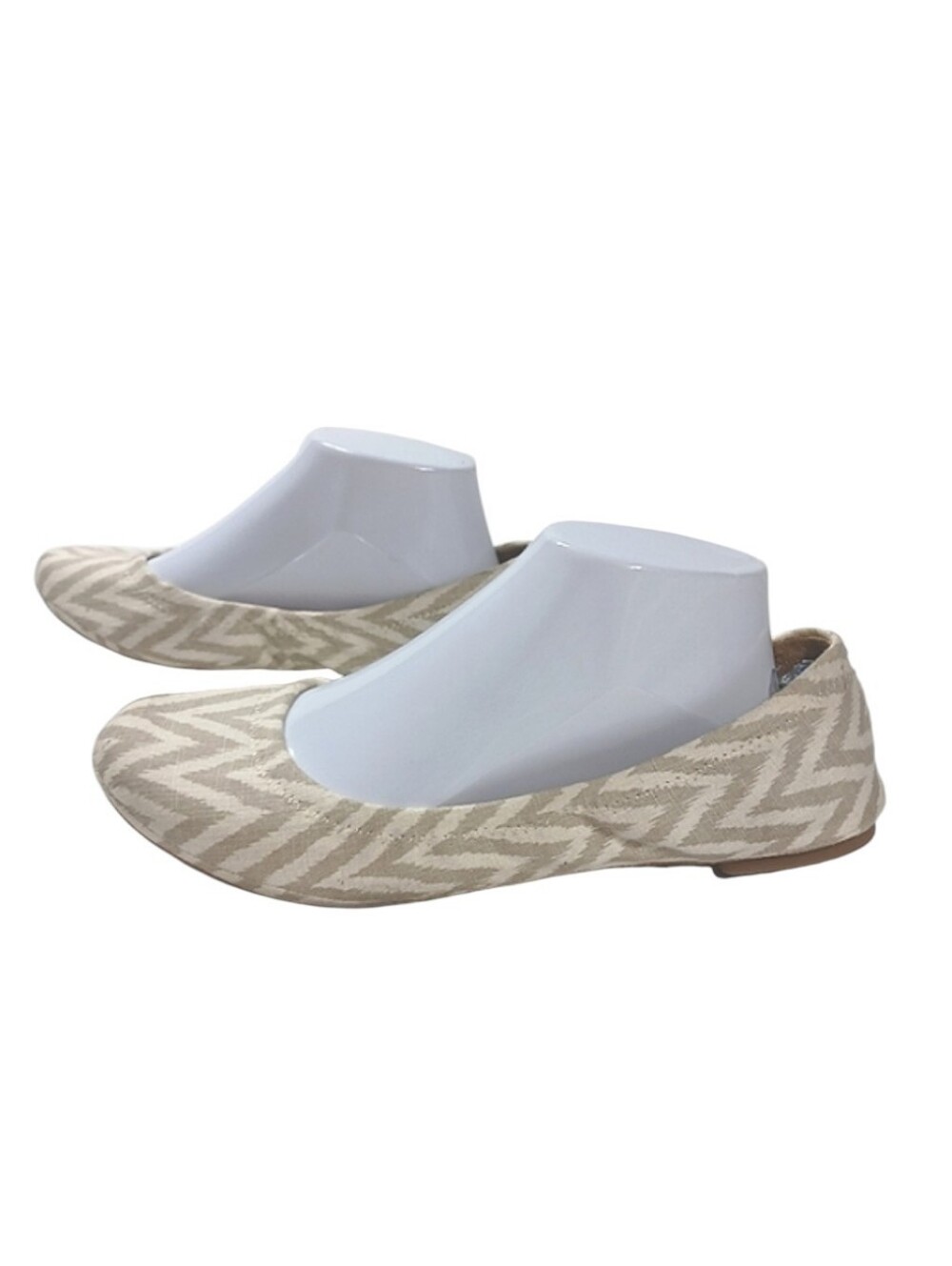 Lucky Brand Chevron Print Cream Taupe Ballets Flats Slipper Shoes Size 8.5 8 1/2